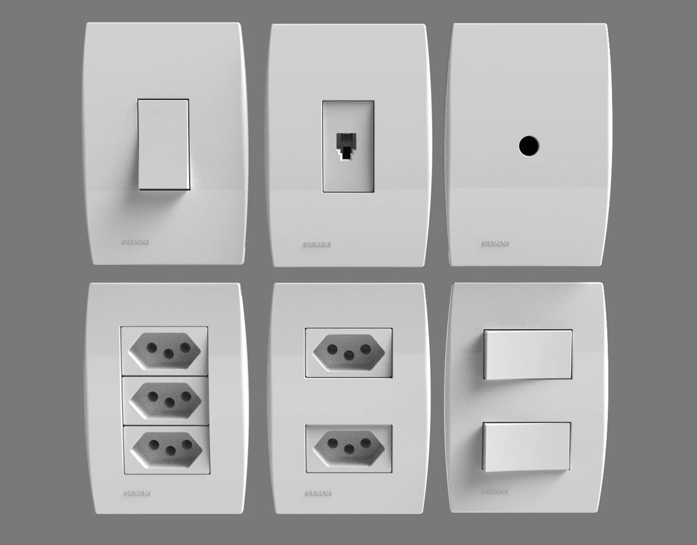 siemens outlets and switches 3D Model .c4d .max .obj .3ds .fbx .stl .blend 