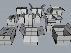 cardboard boxes collection 3D Model