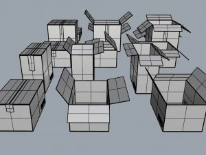 cardboard boxes collection 3D Model