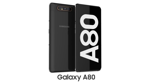 samsung galaxy a80 phantom black 3D Model .c4d .max .obj .3ds .fbx .stl .blend 