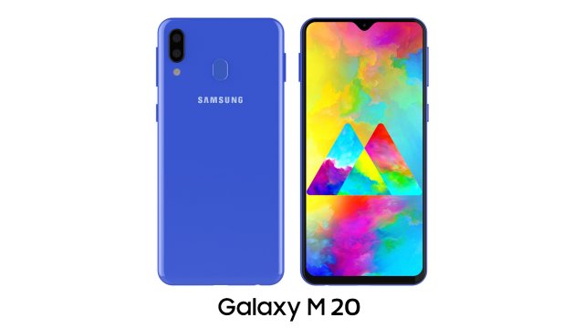 samsung galaxy m20 blue 3Dモデル .c4d .max .obj .3ds .fbx .stl .blend 