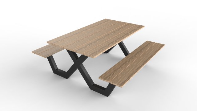 pic nic table aluminum and wood 3D Model .c4d .max .obj .3ds .fbx .stl .blend 