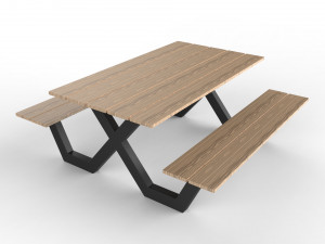pic nic table aluminum and wood 3D Модель