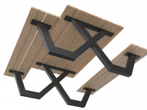 pic nic table aluminum and wood 3D Model
