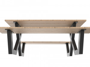pic nic table aluminum and wood 3D Model