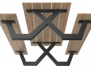 pic nic table aluminum and wood 3D Model