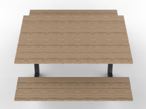 pic nic table aluminum and wood 3D Model