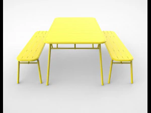 tice garden dining bench 3D Model