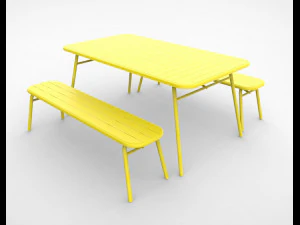 tice garden dining bench 3D Model