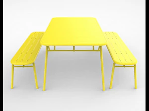 tice garden dining bench 3D Model