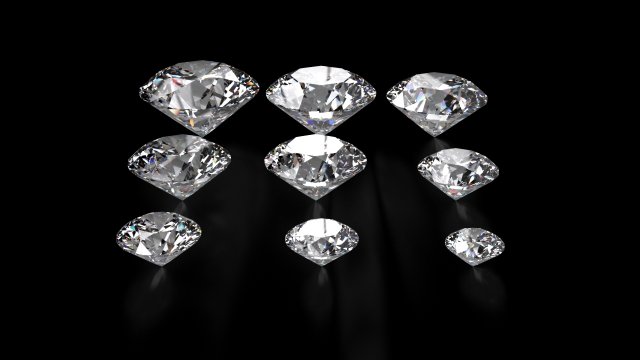 diamond round ideal cut different sizes Model 3D .c4d .max .obj .3ds .fbx .stl .blend 