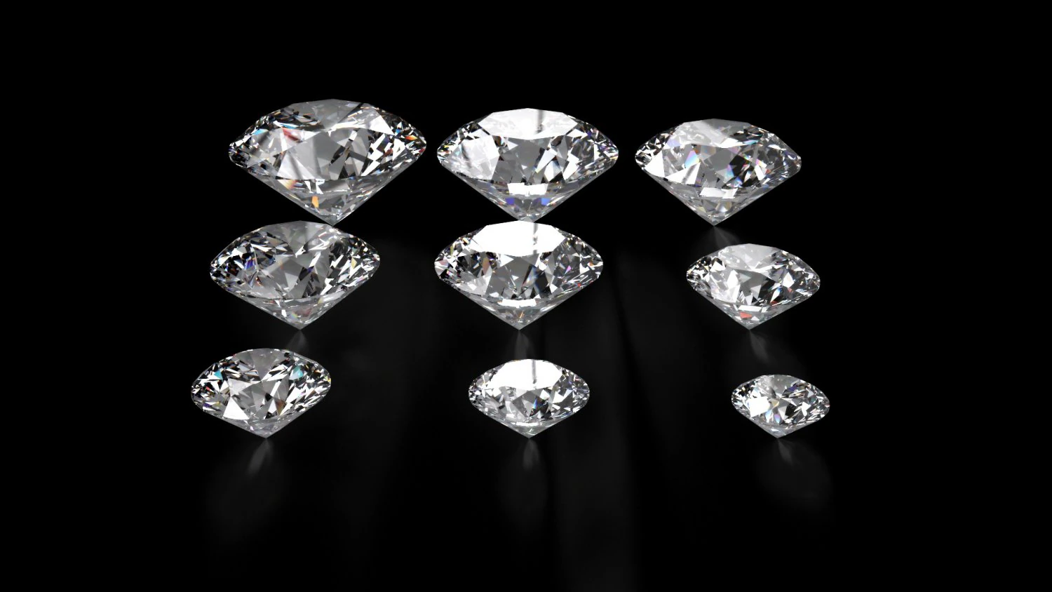 diamond round ideal cut different sizes 3D Model .c4d .max .obj .3ds .fbx .stl .blend 