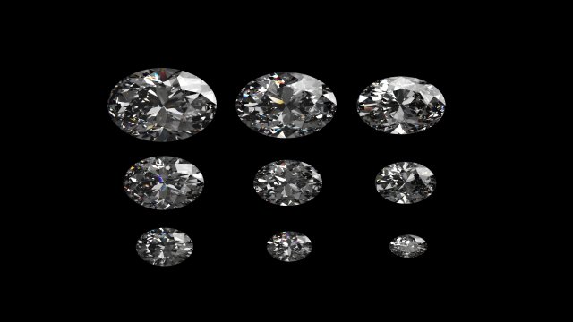 diamond oval different sizes 3D Model .c4d .max .obj .3ds .fbx .stl .blend 