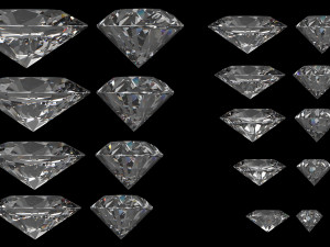 diamond oval different sizes 3D Model