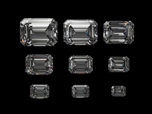 diamond emerald different sizes 3D Model