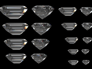 diamond emerald different sizes Model 3D