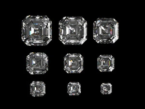 diamond asscher different sizes 3D Model