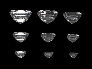 diamond asscher different sizes Modello 3D