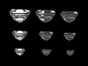 diamond asscher different sizes 3D Model