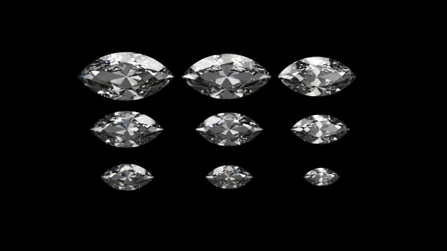 diamond marquise different sizes 3D Модель .c4d .max .obj .3ds .fbx .stl .blend 