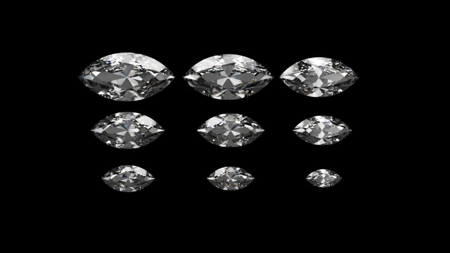 diamond marquise different sizes 3D Model .c4d .max .obj .3ds .fbx .stl .blend