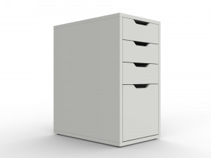ikea alex drawer unit white with 4 drawers 3D Model