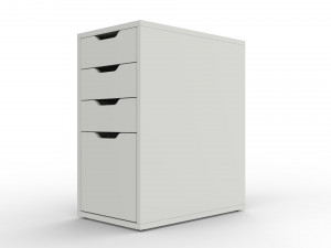 ikea alex drawer unit white with 4 drawers 3D Model
