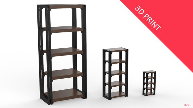 bookcase miniature with 3 different sizes 3D Print Model .c4d .max .obj .3ds .fbx .stl .blend 