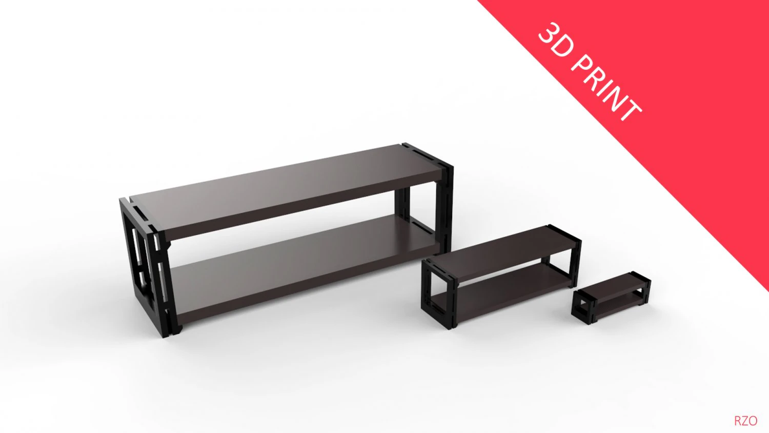 living room rack 02 with 3 different sizes 3D Print Model .c4d .max .obj .3ds .fbx .stl .blend 