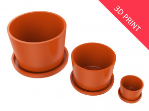 vase with plate for plant 01 with 3 different sizes 3D Принт Модель