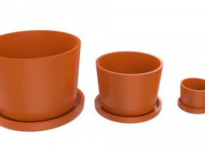 vase with plate for plant 01 with 3 different sizes 3D Print Model