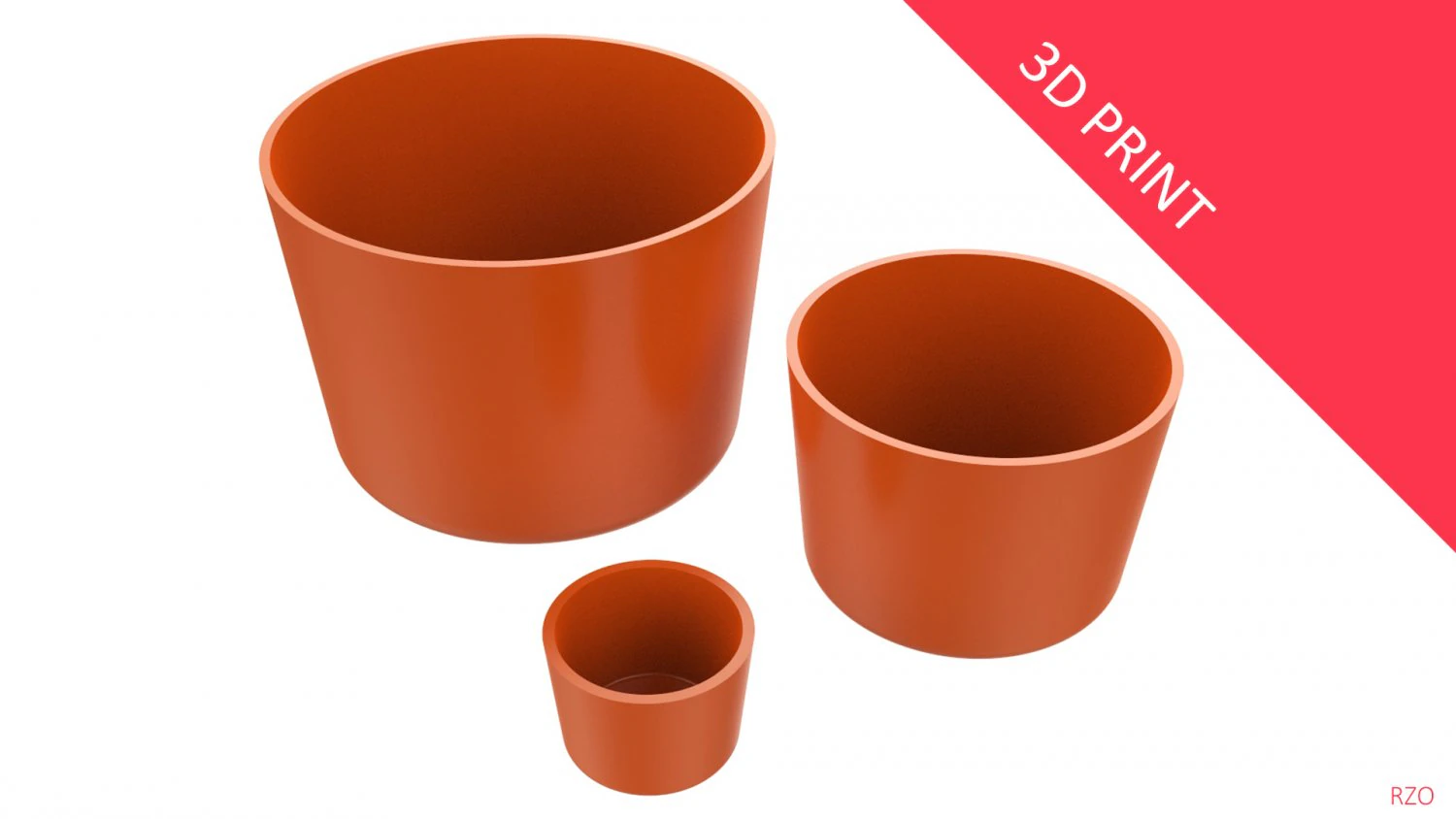 vase for plant 02 with 3 different sizes 3D Print Model .c4d .max .obj .3ds .fbx .stl .blend 