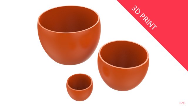 vase for plant 03 with 3 different sizes Model do druku 3D .c4d .max .obj .3ds .fbx .stl .blend 