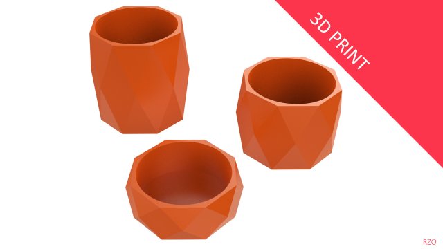 vase for plant 05 with 3 different sizes Model Cetak 3D .c4d .max .obj .3ds .fbx .stl .blend 