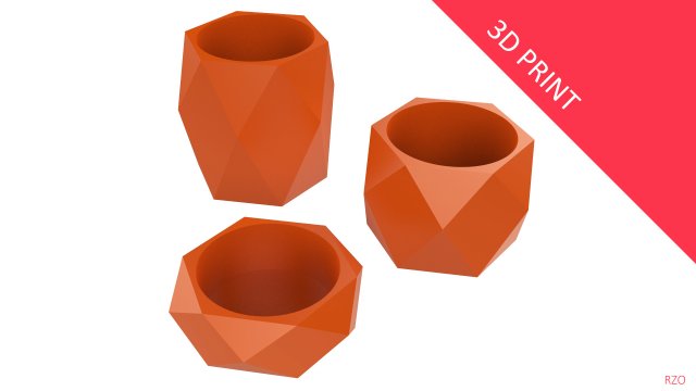 vase for plant 06 with 3 different sizes 3D Baskı Modeli .c4d .max .obj .3ds .fbx .stl .blend 
