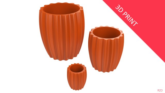 vase for plant 07 with 3 different sizes 3D Baskı Modeli .c4d .max .obj .3ds .fbx .stl .blend 