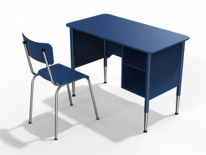 generic school desk and chair 3D Model