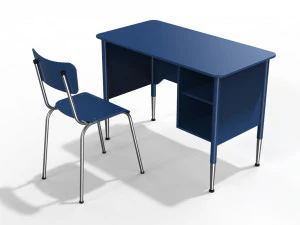 सामान्य स्कूल डेस्क और कुर्सी 3D मॉडल