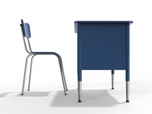 generic school desk and chair Model 3D