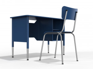 generic school desk and chair Model 3D