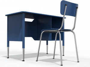 generic school desk and chair Model 3D
