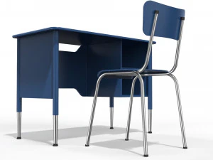generic school desk and chair 3D Model