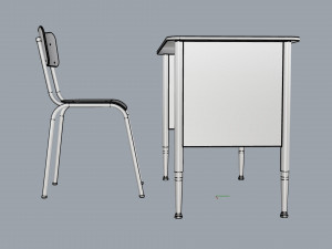 generic school desk and chair Model 3D