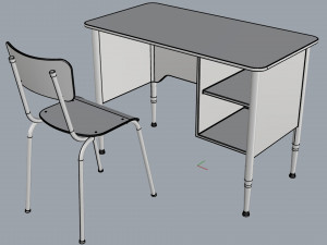 generic school desk and chair Model 3D