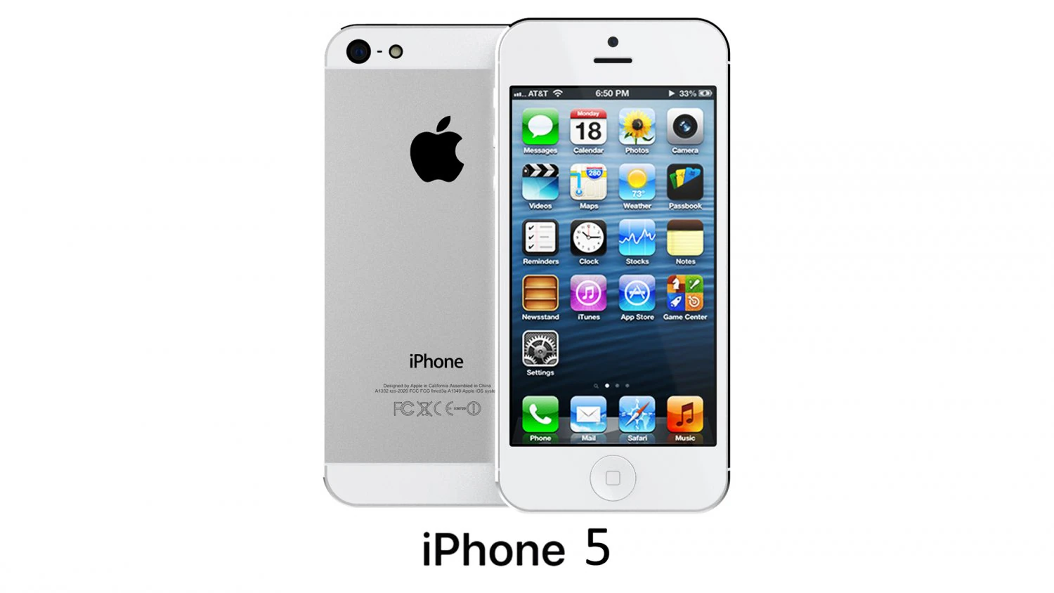 apple iphone 5 white and silver 3D Model .c4d .max .obj .3ds .fbx .stl .blend 