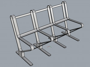 waiting room seat v1 3 seats Model 3D