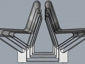 waiting room seat v1 double 3 seats 3D Model