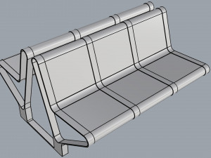 waiting room seat v1 double 3 seats Modelo 3D