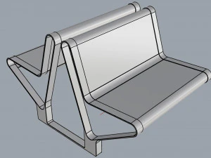 waiting room seat v2 double 1 big seat 3D Model