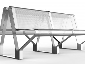 waiting room seat v2 double 2 big seats Model 3D